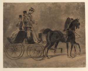 three-men-in-a-carriage-drawn-by-two-horses