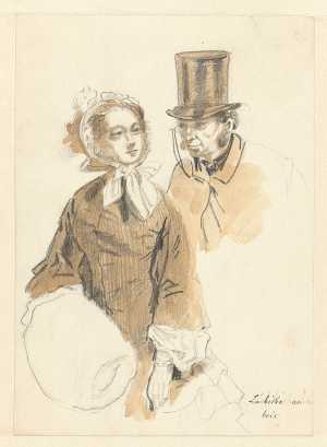 studie-van-een-jonge-vrouw-en-een-man-met-hoed-studie-voor-de-lithografie-la-biche-au-bois-1858-in-de-reeks-par-ci-par-la