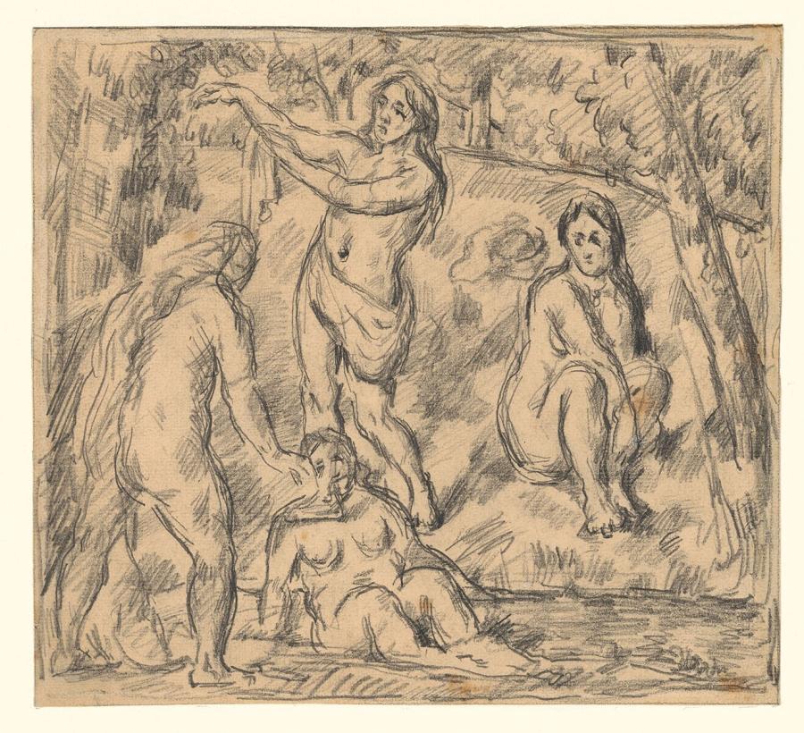 Studie van vier badende vrouwen