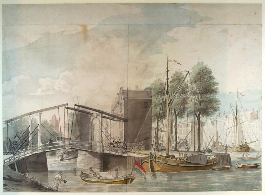 Stadsgezicht met ophaalbrug te Rotterdam