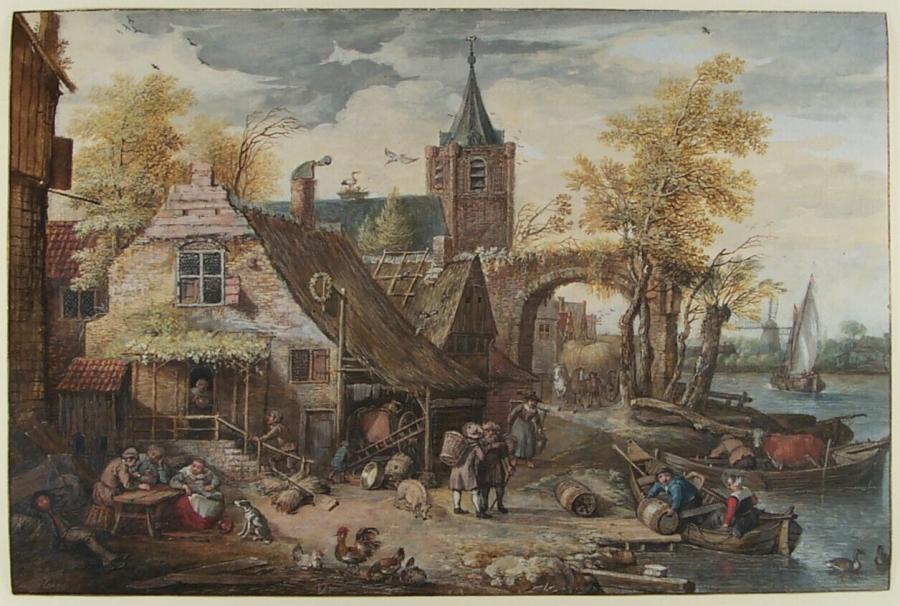 Summer Landscape with a Village on a River