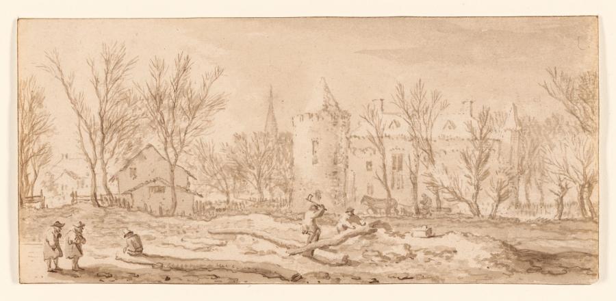 Woodchoppers near a Castle (the month February)