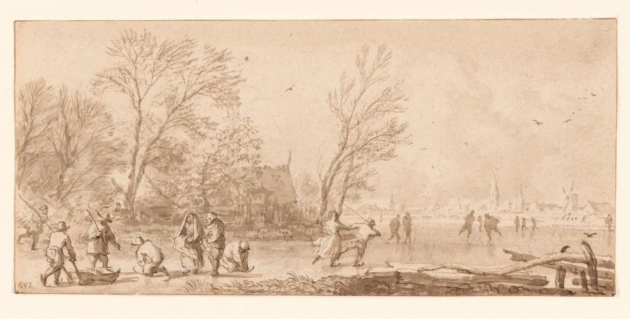 Skaters on a Frozen Canal (the Month December)
