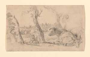 cows-in-a-landscape-with-a-city