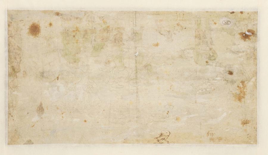 Figuurstudies van een zittende vrouw en een kakkende man