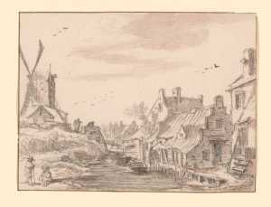 stroompje-aan-de-achterzijde-van-een-rij-huizen-links-een-molen