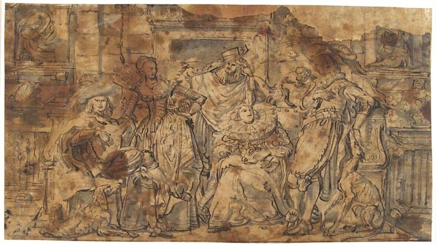 Galant gezelschap op een terras