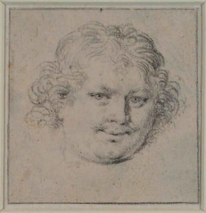 Head of a man with loose hair and mustache