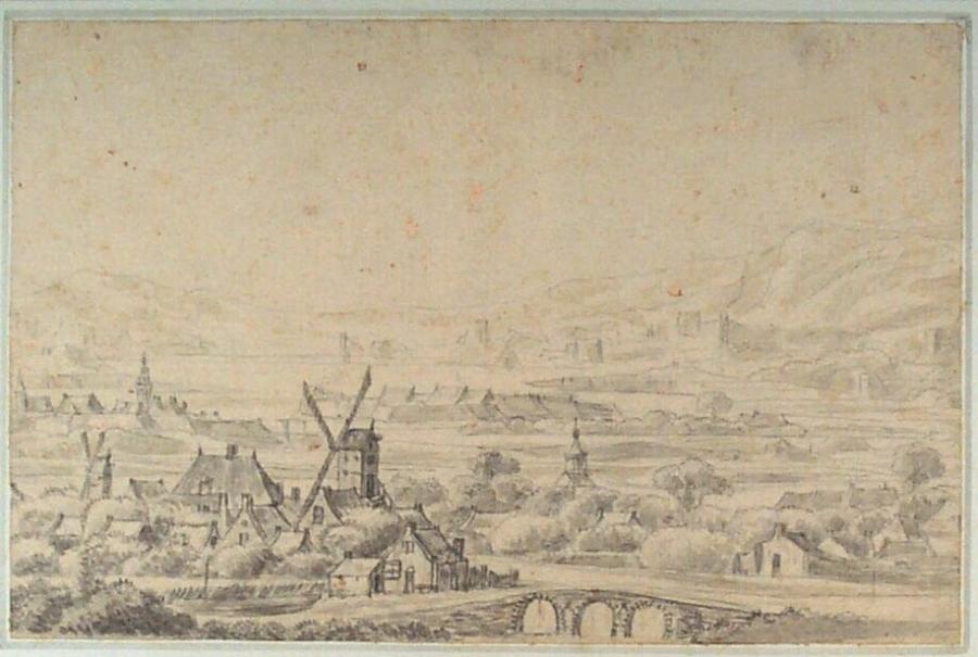 Rivierlandschap met vele dorpen