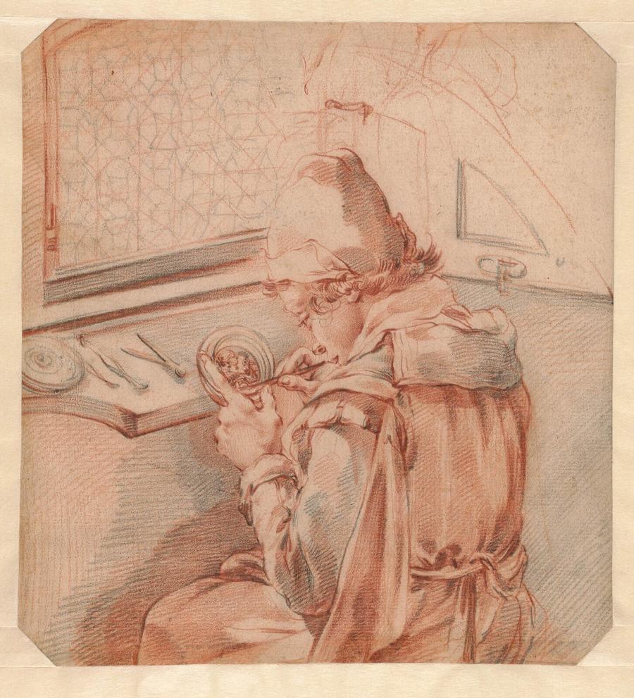 Young Miniature Painter at Work Sitting at a Window