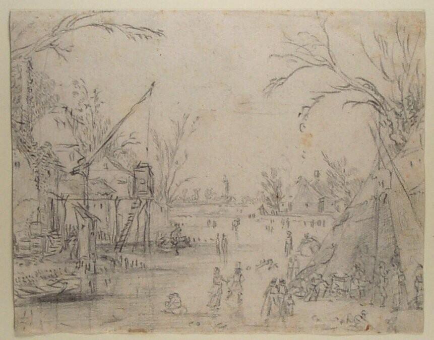 Winter Scene of Skaters on a Canal