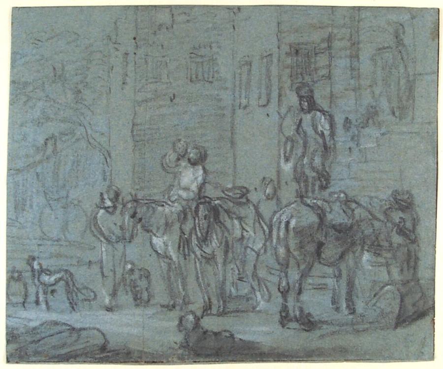 Riders before an inn