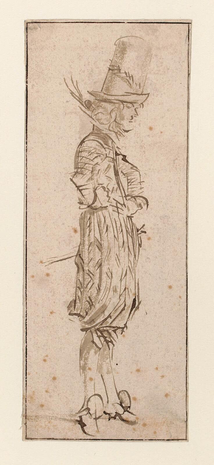 Standing Man with a High Hat, Facing Right