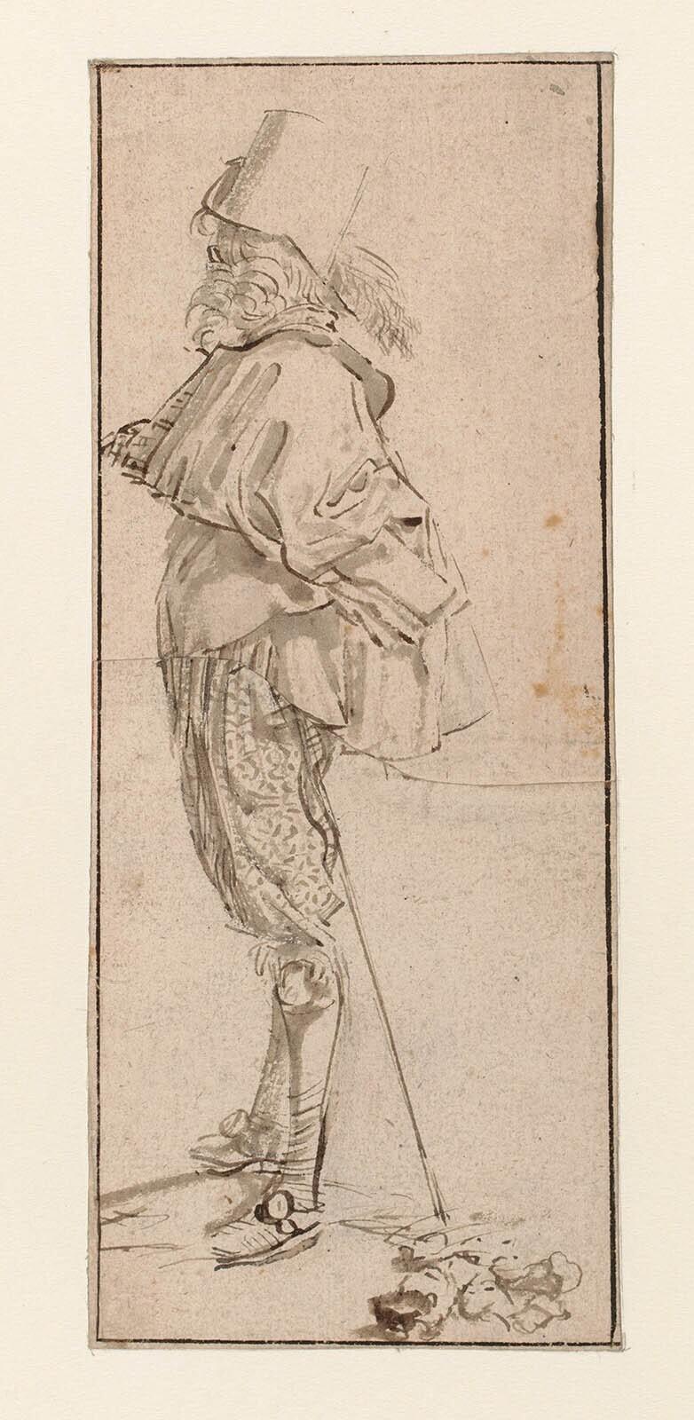 Standing Man with a Hat, Facing Left and his Head Turned  Away