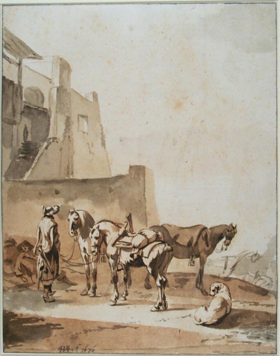 A Trumpeter and Three Horses