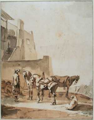 a-trumpeter-and-three-horses