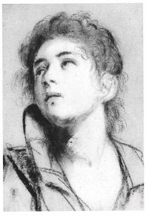 portretbuste-van-een-omhoogkijkende-jonge-vrouw