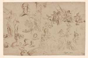 Studies van Maria met Christuskind en andere figuren