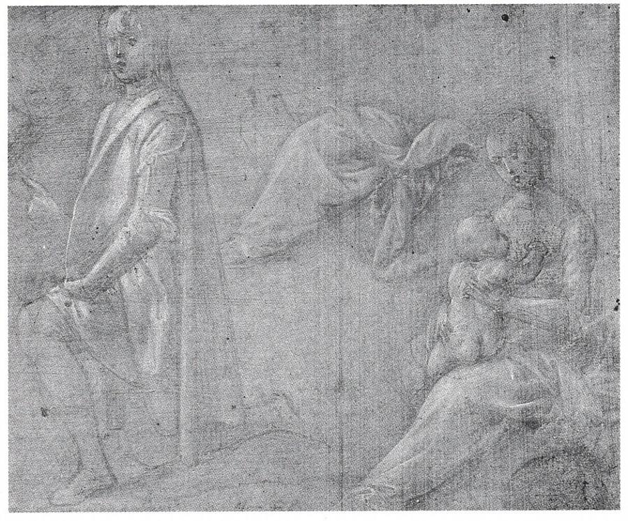 Kneeling Young Man, Drapery Study, Madonna with Christchild