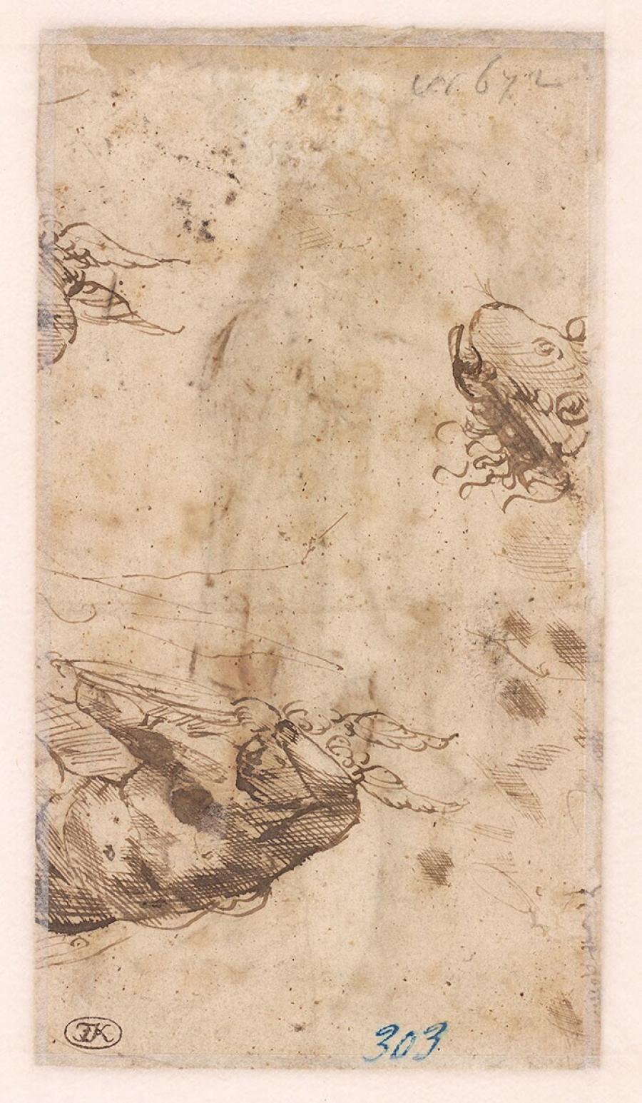 Studies voor een engel en een paard (?)