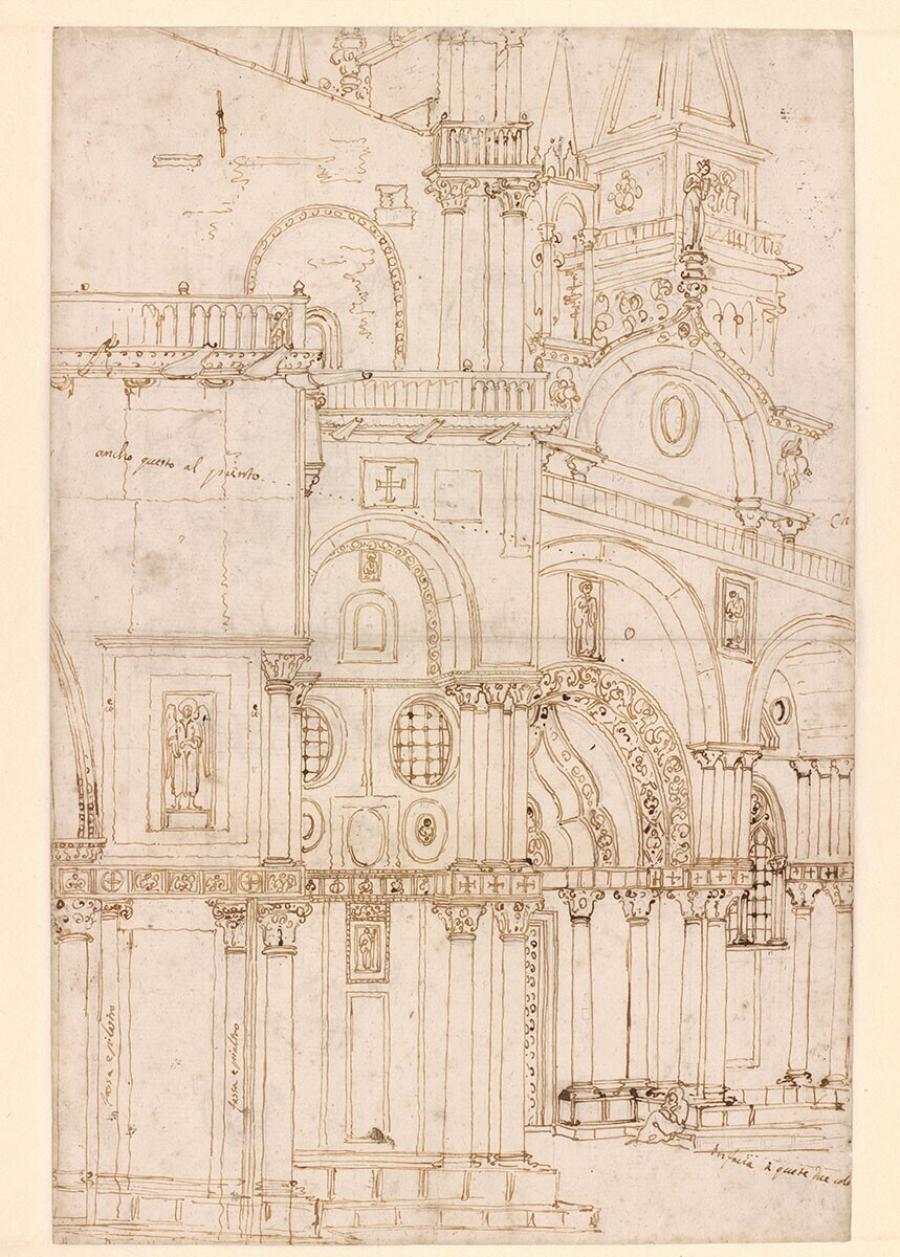Architectural study of the Northern Facade of the Basilica di San Marco opposite S. Basso in Venice