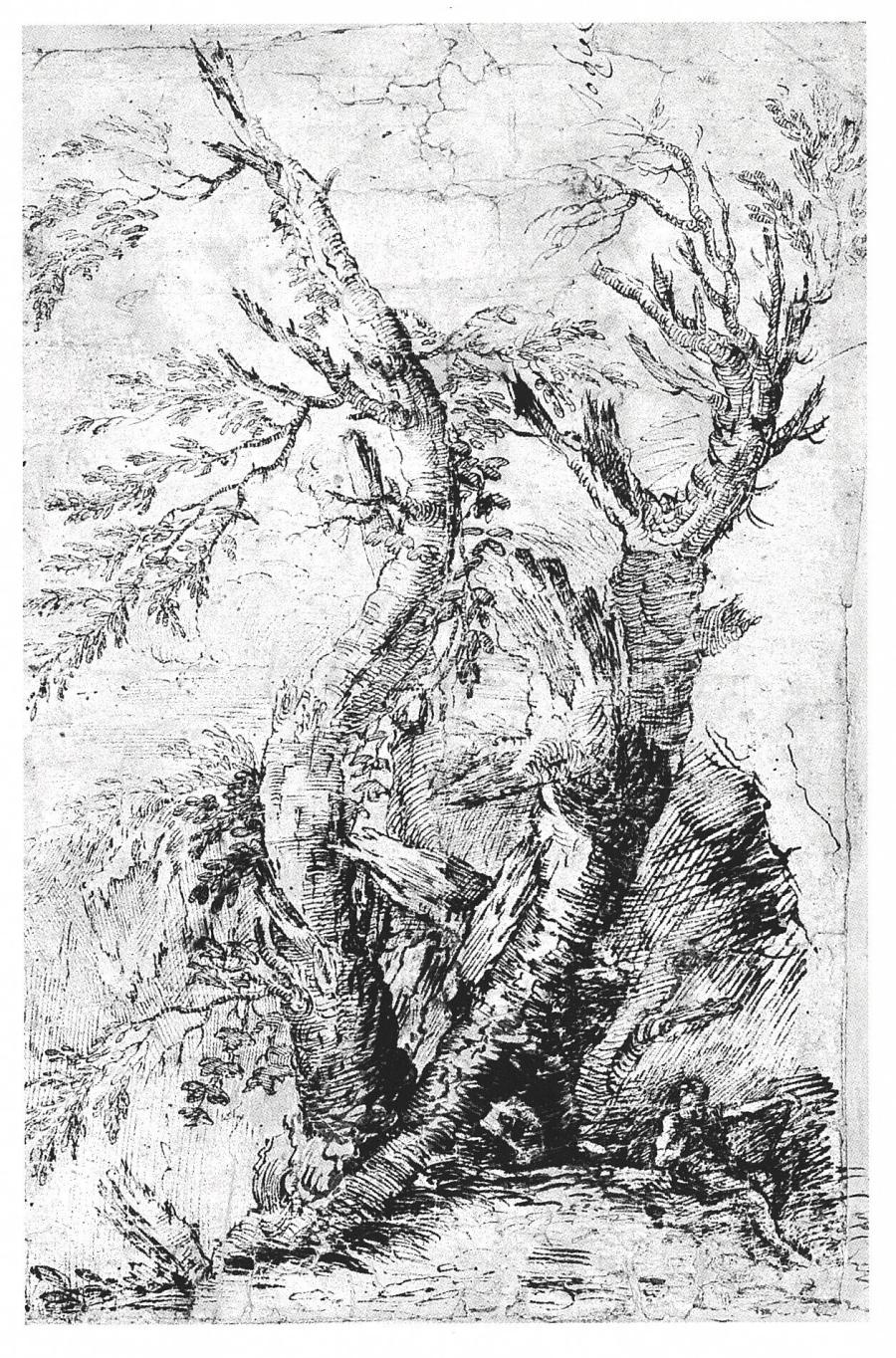 Two Trees with a Seated Figure