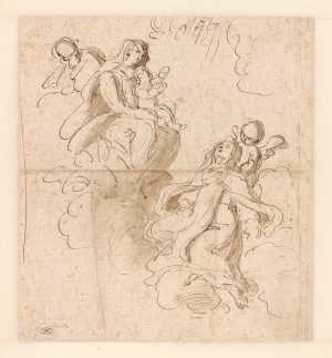 holy-family-on-clouds-with-a-female-saint