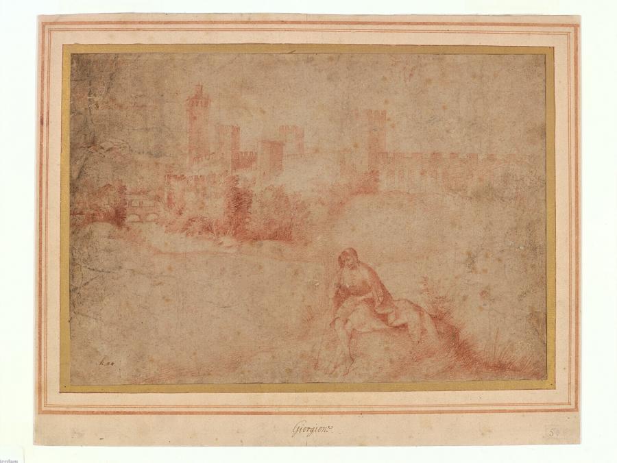 View of Castel San Zeno, Montagnana, With a Seated Figure in the Foreground