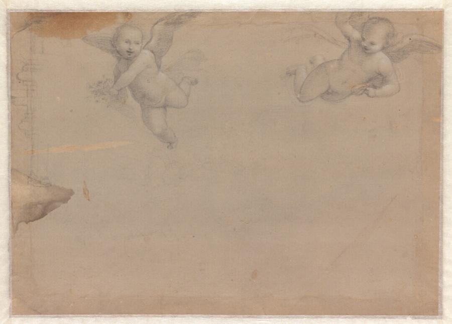 Studies for a City Gate and Two Flying Angels in the 'Padre Eterno'