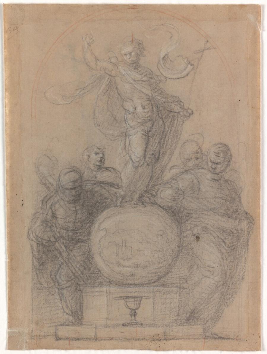 Compositietekening voor de 'Salvator Mundi' in het 'Bili altaarstuk'