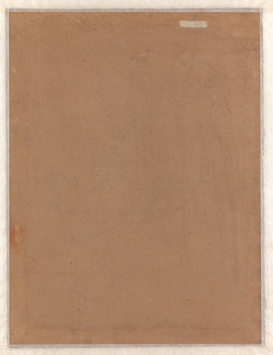 Vluchtige schets voor de vliegende engel met een luit in de 'Pala del Gran Consiglio'