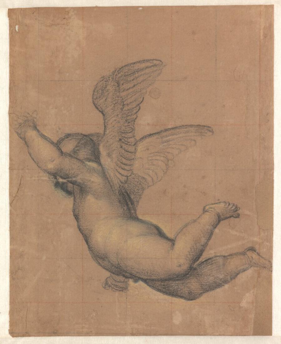 Studie voor het vliegend engeltje in de 'Madonna del Santuario'