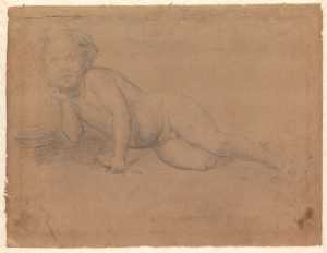 study-of-a-young-boy-lying-with-his-head-on-a-pillow