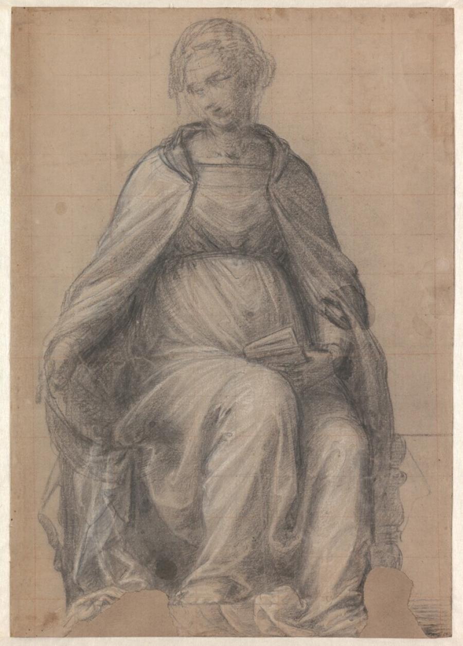 Studie voor de zittende Maria