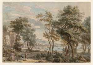 arcadian-landscape-with-a-harbour-in-the-distance