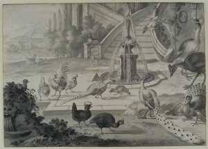 vogels-op-een-slotplein-met-fontein