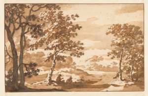 wooded-landscape-with-two-seated-men