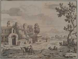 italiaans-landschap-met-een-kerk