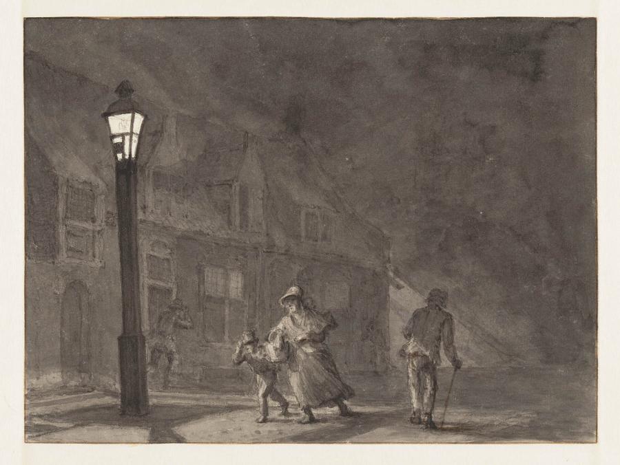 A Street at Night during Heavy Winds 