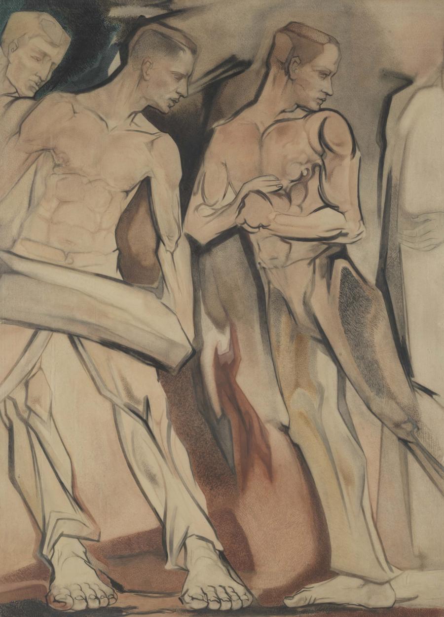 Ontwerpschets voor decoratie van de Raadszaal in het stadhuis in Rotterdam