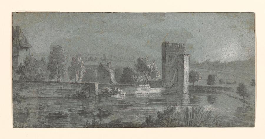 Gezicht op een stadswal