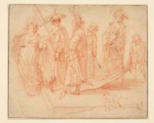 op-een-stenen-trap-een-gezelschap-van-dames-en-heren