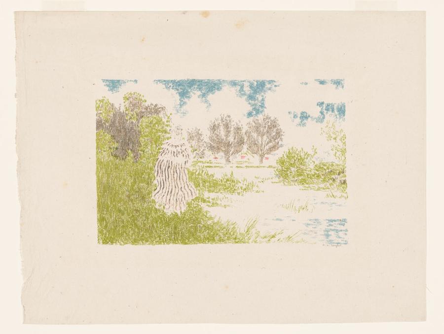 Vrouw in een gestreepte jurk