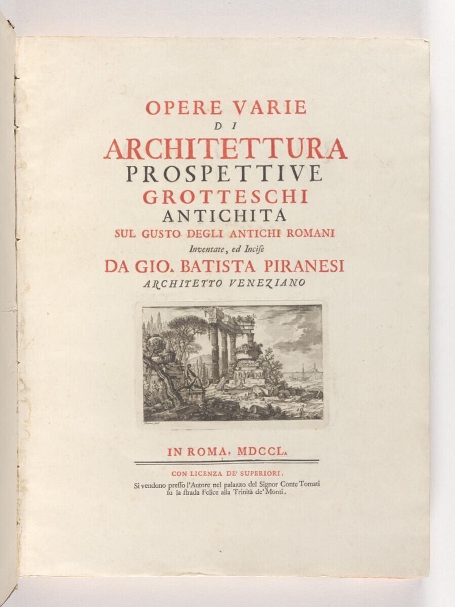 Titelpagina Opere Varie met vignet