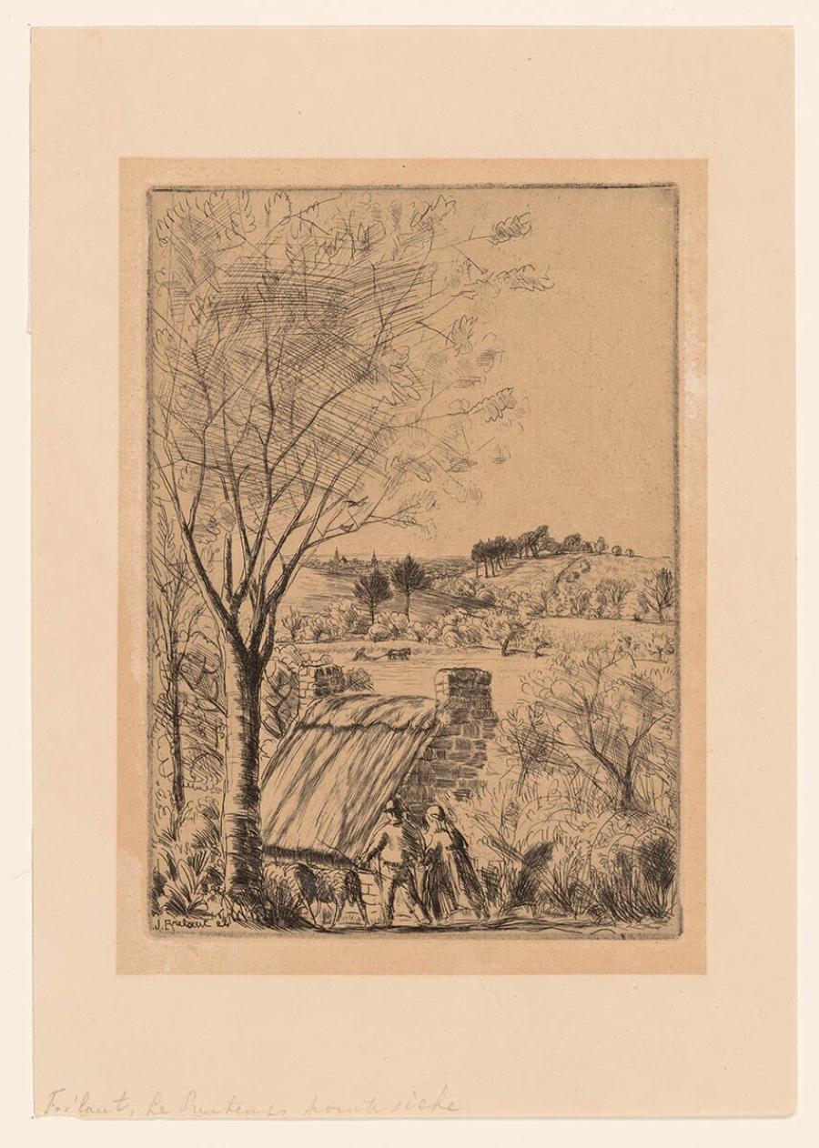 Twee schaapherders voor een huisje in Bretagne