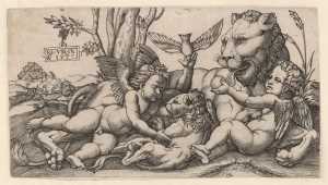 leeuw-met-welp-en-twee-putti