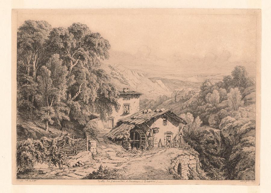 Mountain landscape with old mill in the valley of Grésivaudan