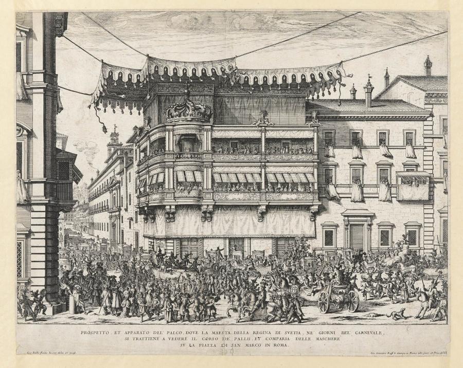 Ontwerp voor een carnavalsstellage voor koningin Christina van Zweden