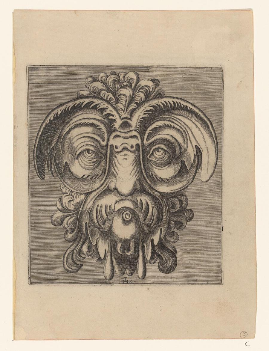 Grotesque Mask from Print Series Libro di Variate Mascare