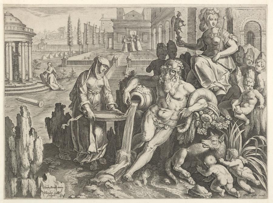 De Vestaalse Maagd Tuccia bij de Tiber